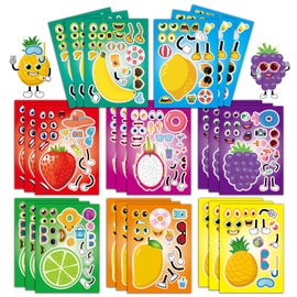Kopokita 24 Sheets 8.3''×5.9'' Make Your Own Fruit Stickers for Toddlers Kids Party Favors, Make a Face Stickers for Kids Activities Supplies Crafts