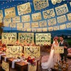 6 Pack Papel Picado Wedding Banner Gold, 120 ft Plastic
