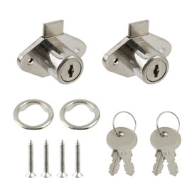 MY MIRONEY 2PCS Silver Drawer Lock with Keys Hardware Furniture Cabinet Lock with 8/9" Length Cylinder Cam for Home and Office