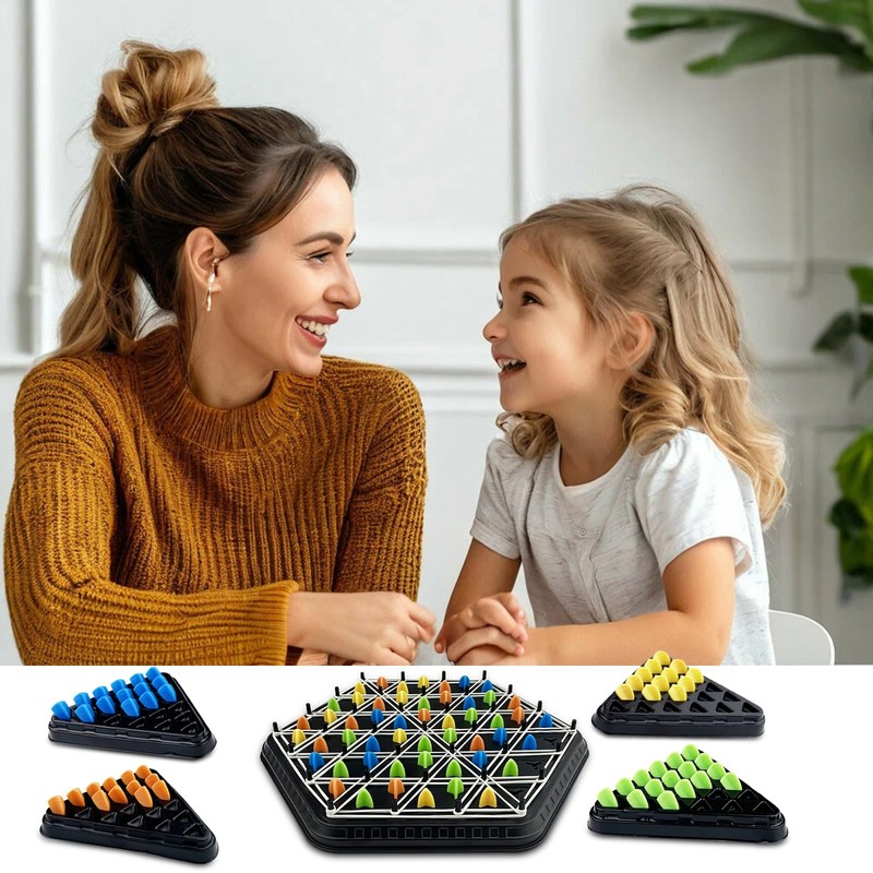 Elsrantor Chains Triangle Chess Game, Triangle Board Games with Rubber