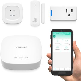 YoLink Smart Home Starter Kit 1/4 Mile World's Longest Range Smart Home Security System Include Smart Hub, Wireless Door Sensor, Water Leak Sensor, and Alexa Google Assistance IFTTT Enabled Smart Plug