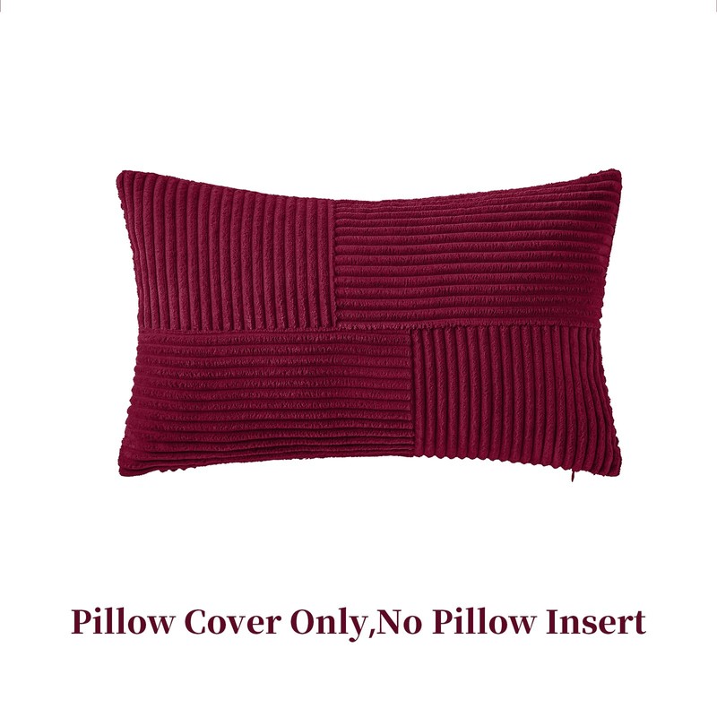 Yosodeko Burgundy Lumbar Throw Pillow Cover 12x24 inch,Pack of 1