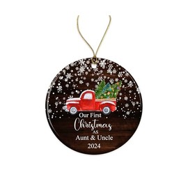 Yanashop88 Our First Christmas As Aunt & Uncle Ornament Gift New and - 1St Time Infant Holiday Car Keepsake Ceramic Both Sides White