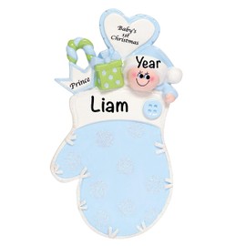 Baby’s First Christmas Baby Keepsake Baby 2021 Ornament – Baby Boy First Christmas Ornament – Blue Baby Boy 1st Christmas Mitten Ornaments for Baby Christmas – My First Christmas Baby Boy Ornament