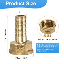 sourcing map 2pcs PEX-A Expansion Fittings 1/2" Press x 12mm Metric Thread Brass Expansion Coupling Press Fittings Adapter for Copper and PEX Tubing Pipe Hose Connection