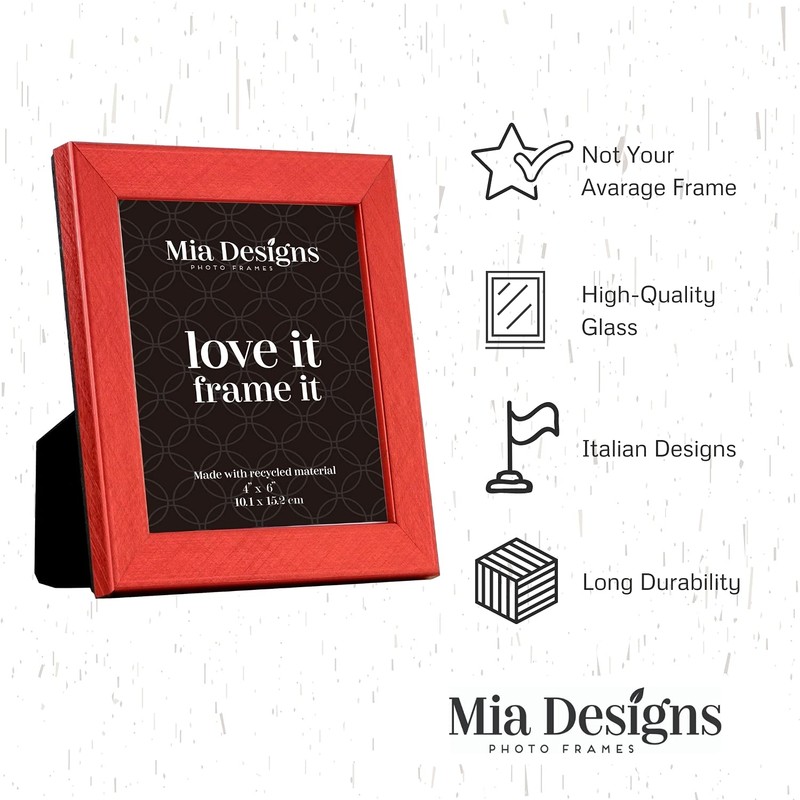 Mia Designs Picture Frame Cross Brushed Metallic Red 5x7 13x18