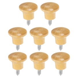 sourcing map 8Pcs Round Wood Drawer Knob, 0.91" x 0.71" Self-Tapping Solid Wood Handle Round Cabinet Knob Mushroom Shape Wooden Knobs for Furniture Dresser Wardrobe, Wood Color