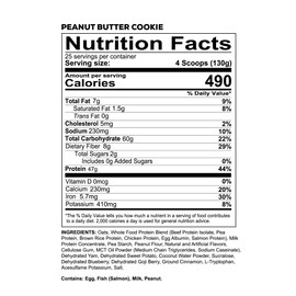REDCON1 MRE Protein Powder, Peanut Butter Cookie - Meal Replacement Protein Blend Made with MCT Oil & Whole Foods - Protein with Natural Ingredients to Aid in Muscle Recovery (25 Servings)