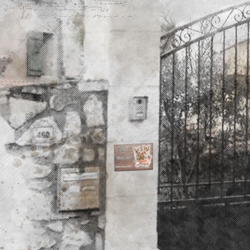 Warnschild Hund oder Warnzeichen Welsh Corgi Pembroke 20 cm