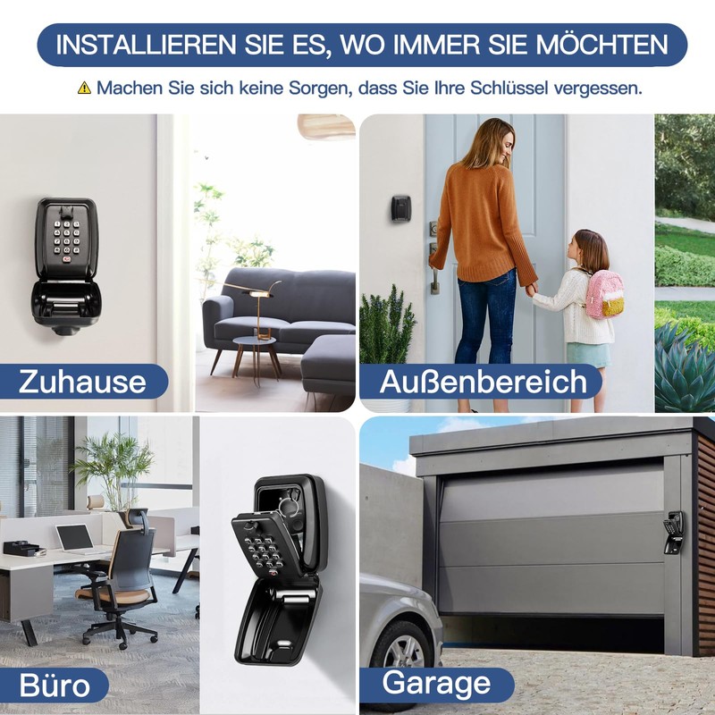 Tuocal Key Safe with Number Code, Wall Mounted Key Box