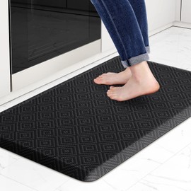Mattitude Kitchen Mat Cushioned Anti-Fatigue Floor Mat Waterproof Non-Slip Mats and Rugs Standing and Comfort Desk Mats for House Sink Office Laundry (Black, 17.3"x60")