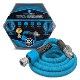 HydroTech 75 ft Expandable Garden Hose - Pro Series, 2x Max Flow, 3/4" No-Kink Flexibility, Lightweight Hose for Lawn, Garden, Car Washing, Deck and Patio Cleaning