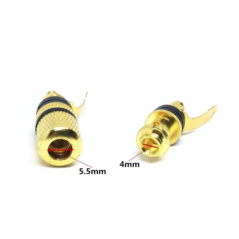 GeeSo 8pcs 34.5mm Brass Gold Plated Speaker Terminal Binding Support