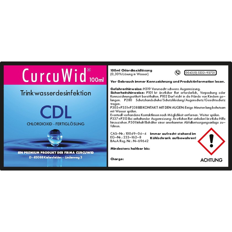 3 x CurcuWid CDL/CDS 0.3% chlorine dioxide solution.