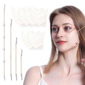 CZAYEFNH Face Lifting Tape, 3 Pieces Facelifting Tape with 4 Ropes, Transparent Facial Patches, Invisible Face Stickers, V-Shape Lifting Tapes, Face, Facelifting Stickers for Female Face Make-Up