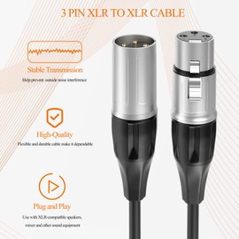 tisino XLR Cable, Microphone Cable XLR Male to XLR Female Balanced Microphone Cord Compatible with Preamps/Speaker Systems and More - 1.8m/6ft