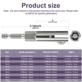 1/4 Inch Hex Shank, Slot Wing Nuts Drill Bit Socket Wrenches Tools Set,Power Wing Nut Driver Set, Drills Bits for Panel Nuts Screws Eye C Hook Bolt (4P(9 12 15 18))