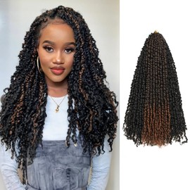 20 Inches 8 Packs crochet twists pre looped，Mixed Colors Combo Pack(6 packs 1B+ 2 pack T1B/30),Passion Twist Crochet Hair-Super Long Pre-twisted Pre Looped Hair Extensions(20"-8 Packs,1B+T30)