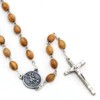 St. Michael Medal Rosary Olive Wood Beads Metal Crucifix
