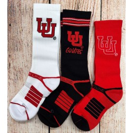 Strideline Crew Socks 3 Pack U of U (University of Utah) M/L M 8-12 W 9.5-13.5