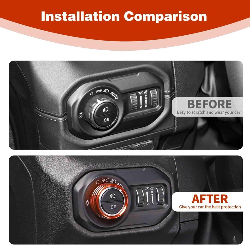 PDKLIN for Jeep JL AC/Radio/Headlight Knob Cover Trim Ring for