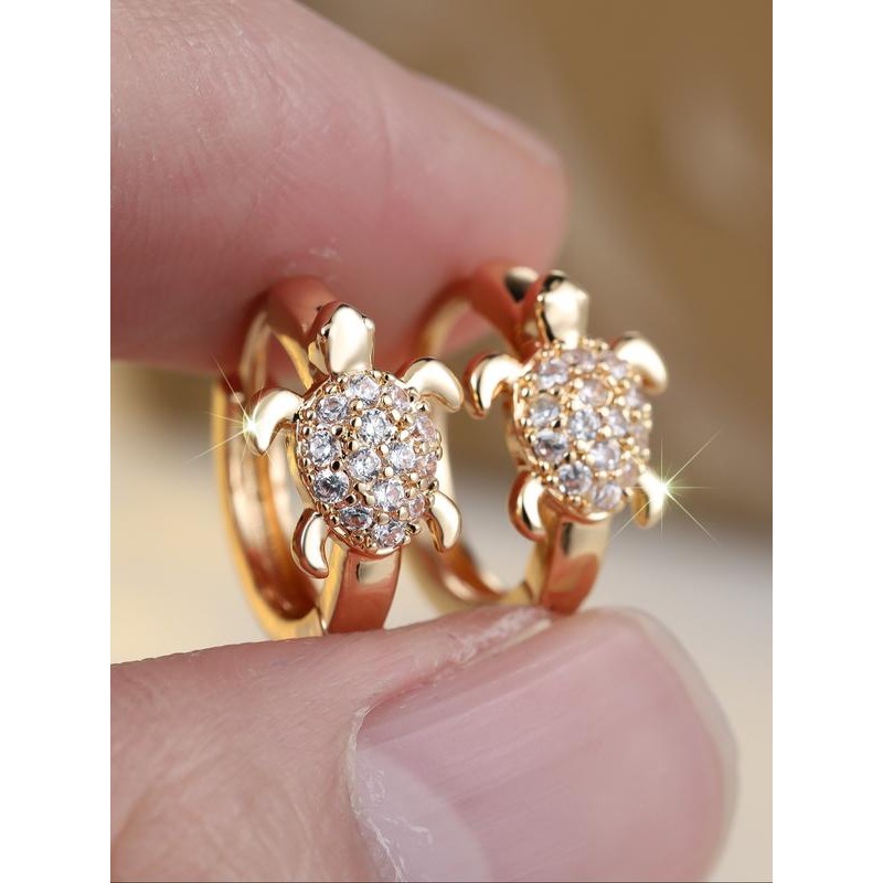 1 Pair of Classic Elegant Gold Turtle Women's Earrings Multi-coloured