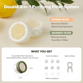 Tap Water Filter for Sink Faucet - Filtration with Vitamin C Gel, Removes Chlorine & Impurities, Bathroom Faucet Purifier for Sensitive Skin Care, Easy to Install, Made in Korea - Pure White