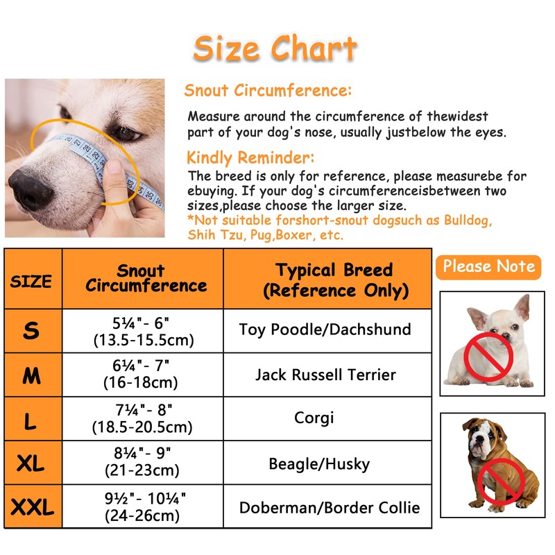 YAODHAOD Muzzle for Dogs, with Rounded Mesh Loop, Breathable Dog