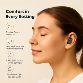 Bodyssey StarCore leise wiederverwendbare Ohrstöpsel zum Schlafen – 29 dB Geräuschreduzierung – weiches Silikon, individuelle Passform mit 10 Ohrstöpseln und Reiseetui, Erwachsene & Kinder Camping