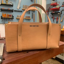 Kings County Tools Buffalo Leather Tool Tote Bag | Large Storage Capacity | Easy to Access & Transport | Heavy-Duty Cowhide Carrying Straps | 1/8” Thick Hide | Sewn in America