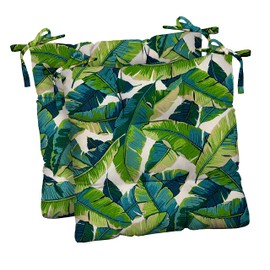 RSH DECOR: Outdoor Tufted Seat Cushions Set of 2 | 19" x 19" | All-Weather Spun Fabric | Square Seat Cushions for Patio Furniture | Balmoral Opal