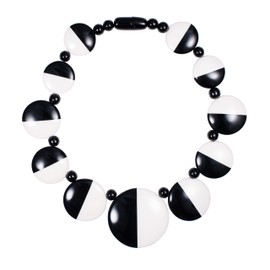 ZAVANA Big Black and White Statement Necklace for Women, Handmade Boho Chic Chunky Necklaces for Women, Retro Chic 70s Style Bib Necklace, Elegant Bohemian Costume Jewellery for Women