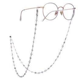 LIKGREAT Circle Chain Eyeglass Holder for Women Long Necklace Fashion Accessories (Silver)