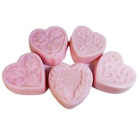 Fresh Cut Rose Scent 5 Guest Sized Heart Soaps - Pink Florals Assortment - Choose Your Favorite