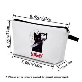 YULUENZE Murderous Cat With Knife Makeup Bag Sneaky Cat Gift Organizer Bag Cat What Toiletry Zipper Pouch Cosmetic Bag Gift for Cat Lovers Women Friends
