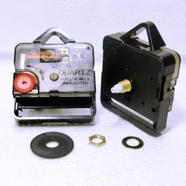Replacement Sweep (Non Ticking Quiet) Quartz Clock Movement Mechanism with Black Hour Minute Seconds Metal Hands - DIY - Fittings - (Short Shaft - 13mm Total Spindle Length) (48mm Spade Hands)