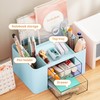 Marbrasse Pen Organizer with 2 Drawer, Multi-Functional Pencil Holder for