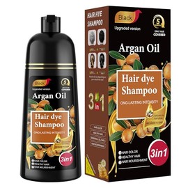 Hair Dye Shampoo 3 in 1 for Women & Men 100% Gray Hair Coverage - Herbal Ingredients Natural Plant Hair Color - Hair Dye in Minutes 500ML（Black）