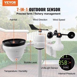 DB Wholesale 7-in-1 Wi-Fi Weather Station 7.5 in Color Display Smart Home Indoor & Outdoor Weather Station with Solar PowerDefault: Default