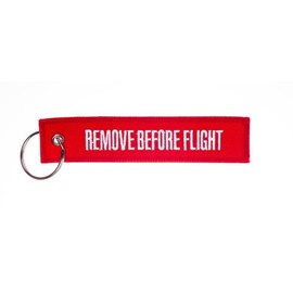 ' REMOVE BEFORE FLIGHT ' -- High Quality Luggage / keychain tag incl. chrome keyring