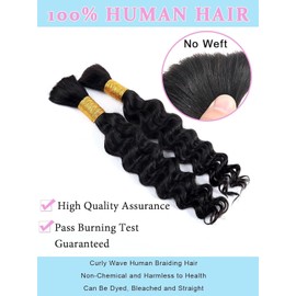 Human Braiding Hair for Boho Braids Real Hair 100 g 45 cm 18 Inch Curly Boho Hair for Braiding Knotless 12A Deep Wavy Bulk Bohemian 2 Bundles / Pack No Wefts Bundles Natural Colour