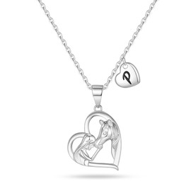 GLIJWELE Horse Gifts for Women Necklace, Heart Pendant Horse Necklaces for Women Women Letter Initial P Necklace for Women Horse Gifts Little Women Jewelry Necklace for Women