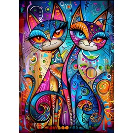 EOBROMD 5D Cat Diamond Painting Kits for Adults, Full Round Drill Animal Diamond Art Kits, Crystal Art Kits for Home Wall Decor Gifts 30x40cm