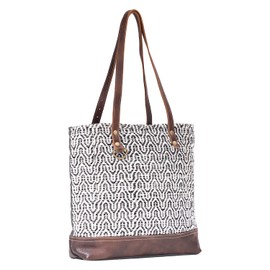 Myra Bag Blissy Upcycled Canvas & Leather Tote Bag S-1594