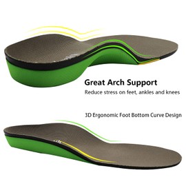Everhealth Unisex Arch Support Shoe Insoles, Gray, 3.5cm High Arch Support, Deep Heel Cup, Shock Absorbing EVA Cushioning, Fits Most Shoes