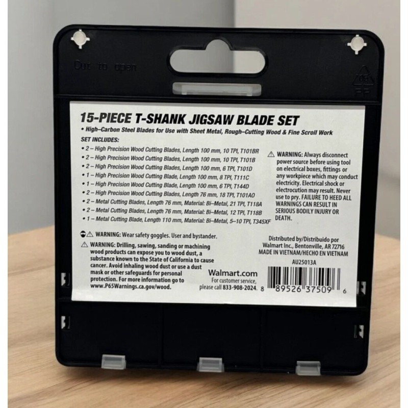 Hyper Tough 15-Piece T-Shank Jigsaw Blade Set For Wood Metal