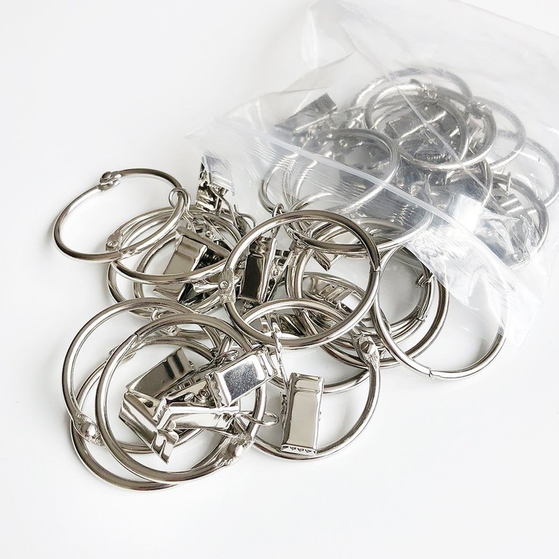 25 Pack Curtain Ring wiht Clips, Metal Decorative Drapery Window
