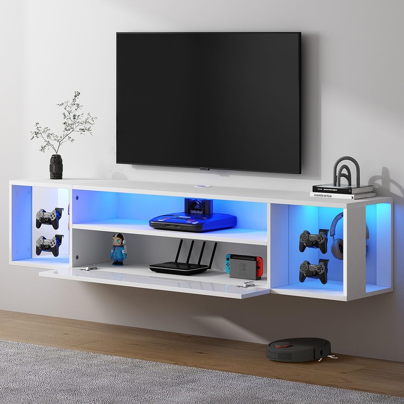 SogesHome 55'' Floating TV Stand with LED Lights, Wall Mounted