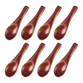 FSSTUD 8 Pcs Small Wooden Seasoning Spoons Tiny Wood Condiment Spoons Mini Tasting Spoons Short Handle Serving Spoons Little Honey Teaspoons for Home Kitchen