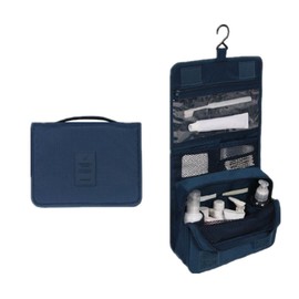 Toiletry Wash Bag Waterproof Large Capacity with Hanging Hook for Toiletries, Cosmetics for Men and Women(NavyX)